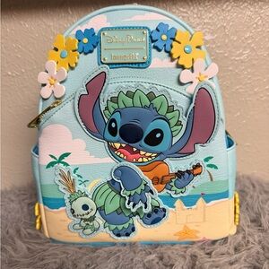 Disney Parks Stitch Hawaiian Beach Loungefly Backpack New With Tag